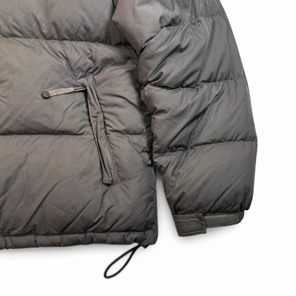The North Face Nuptse 700 Down Puffer Jacket Mens Large Gray Black Hooded A187